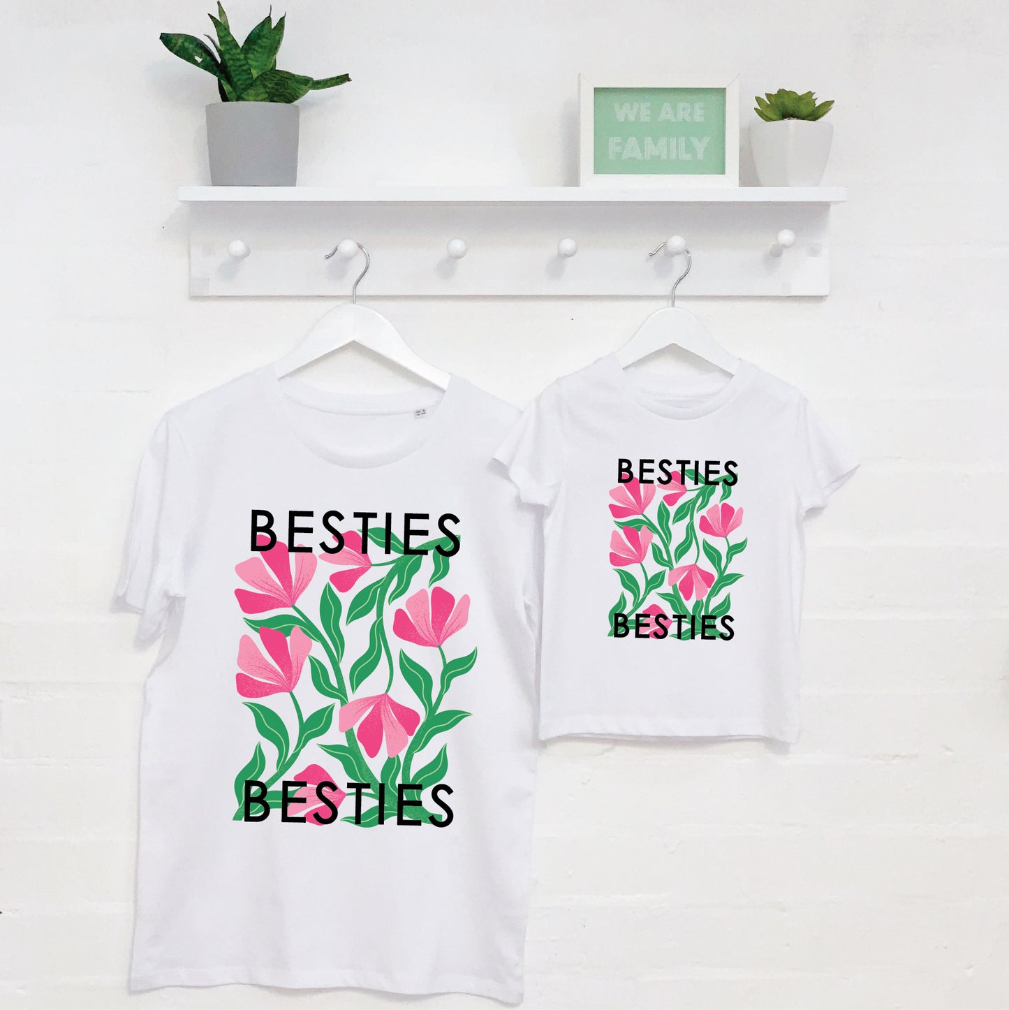 Besties Mum And Daughter Floral T Shirt Set