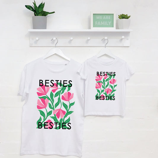Besties Mum And Daughter Floral T Shirt Set