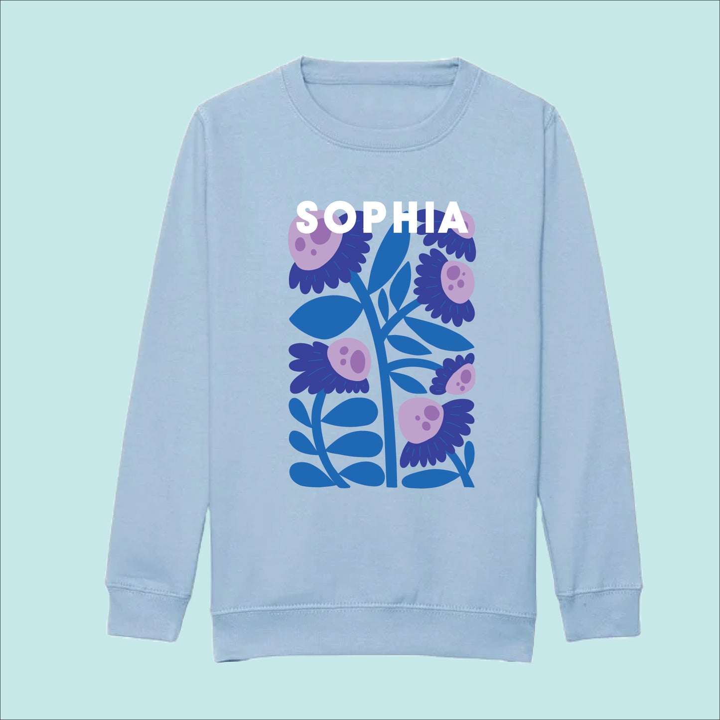Mother And Child Blue Flower Market Personalised Sweatshirt Set