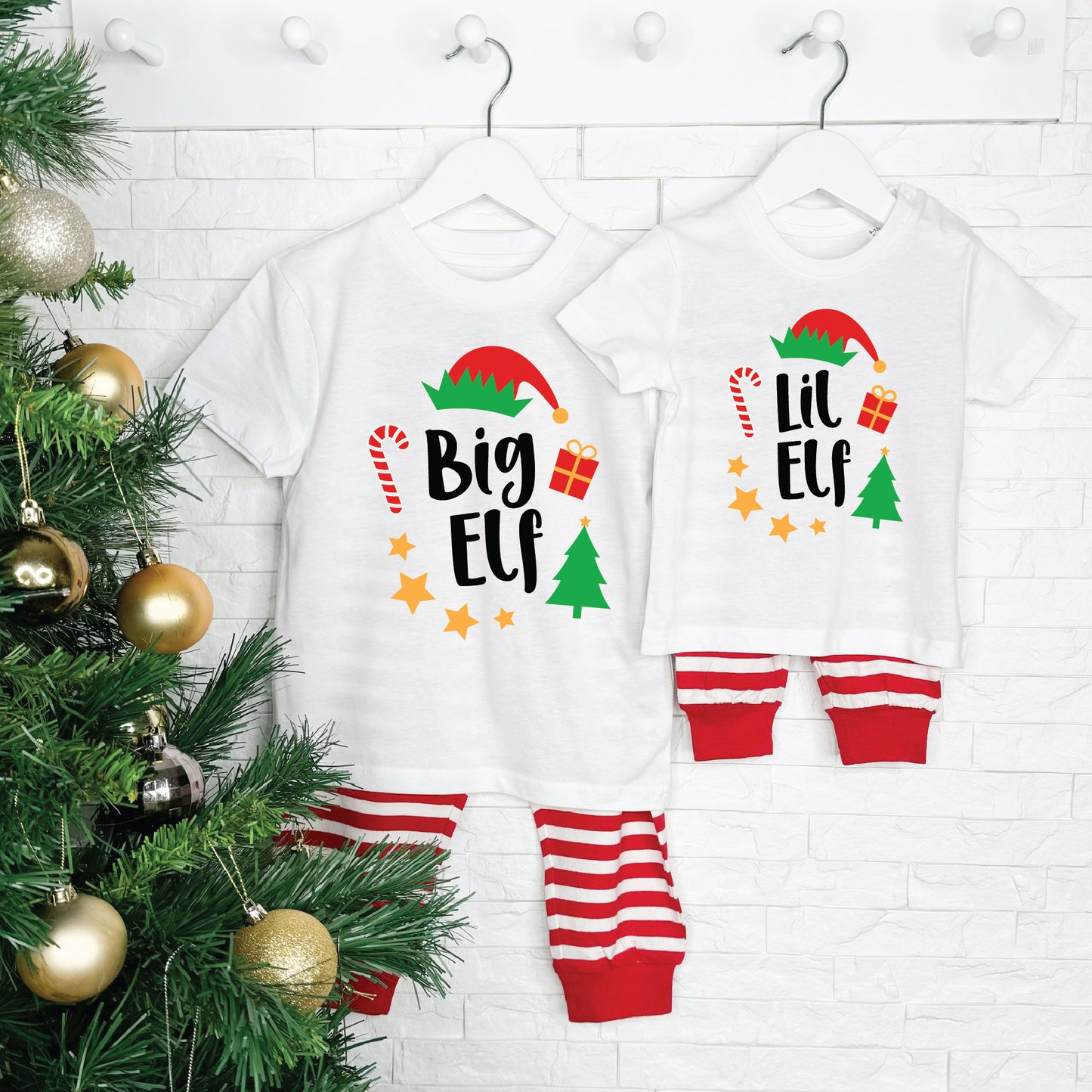 Big Elf Lil Elf Matching Sibling Christmas Pyjamas