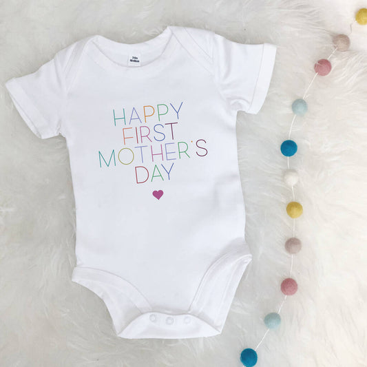 Happy First Mother's Day Babygrow In Pastel Colours