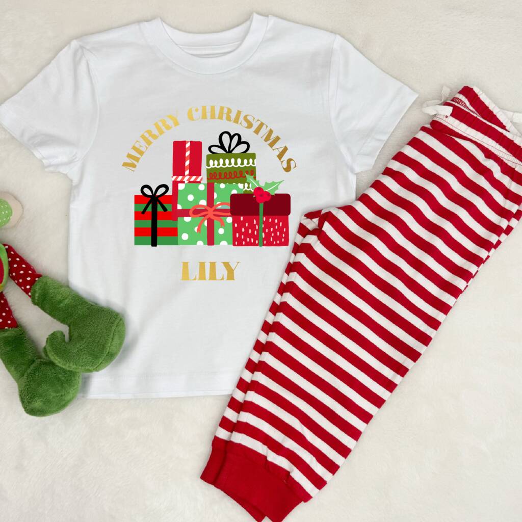 Kids Personalised Present Christmas Pyjamas