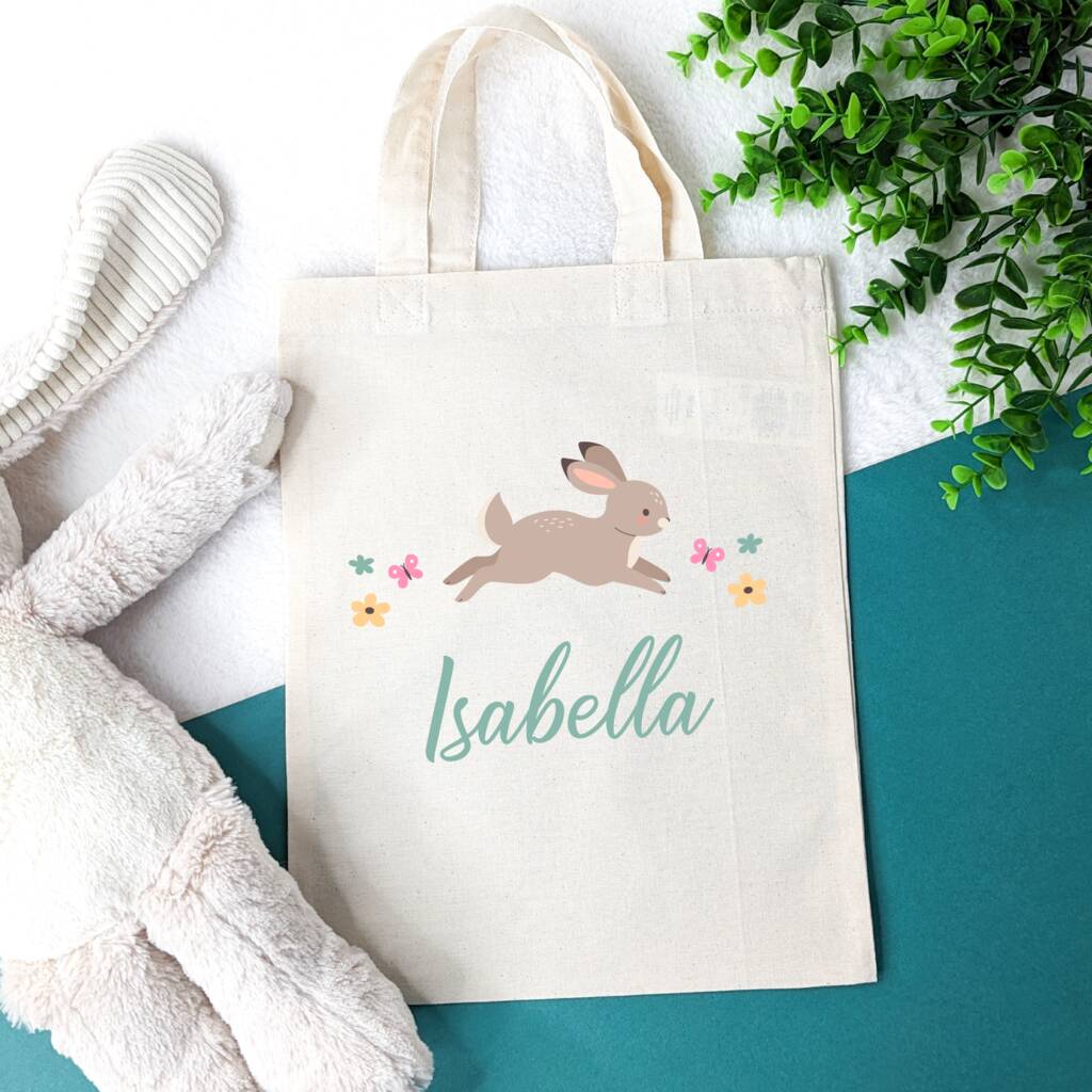 Leaping Bunny Personalised Easter Egg Hunt Bag