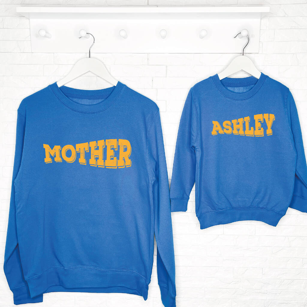 Mother And Child Sweatshirts. Personalised And Stamped