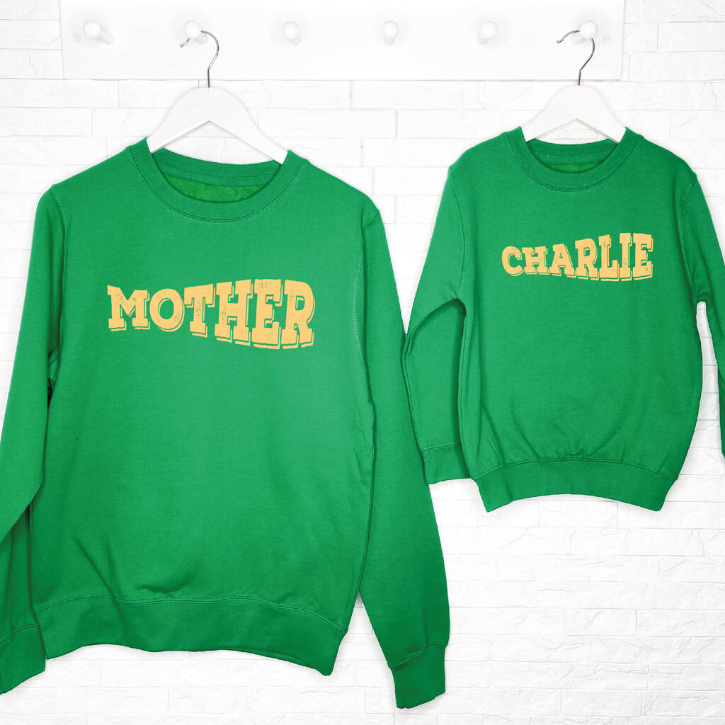 Mother And Child Sweatshirts. Personalised And Stamped