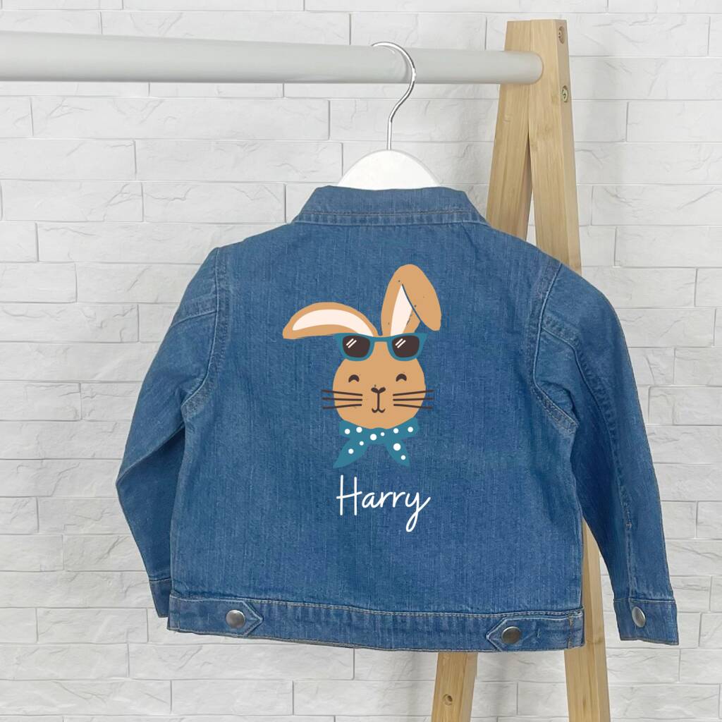 Personalised Boy Bunny Baby/Kids Denim Jacket