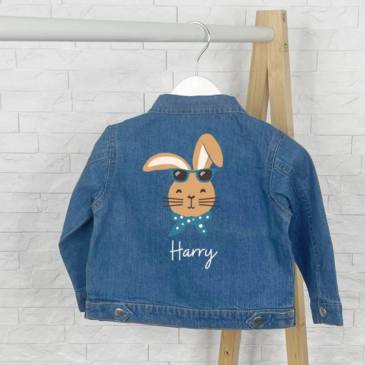 Personalised Boy Bunny Baby/Kids Denim Jacket