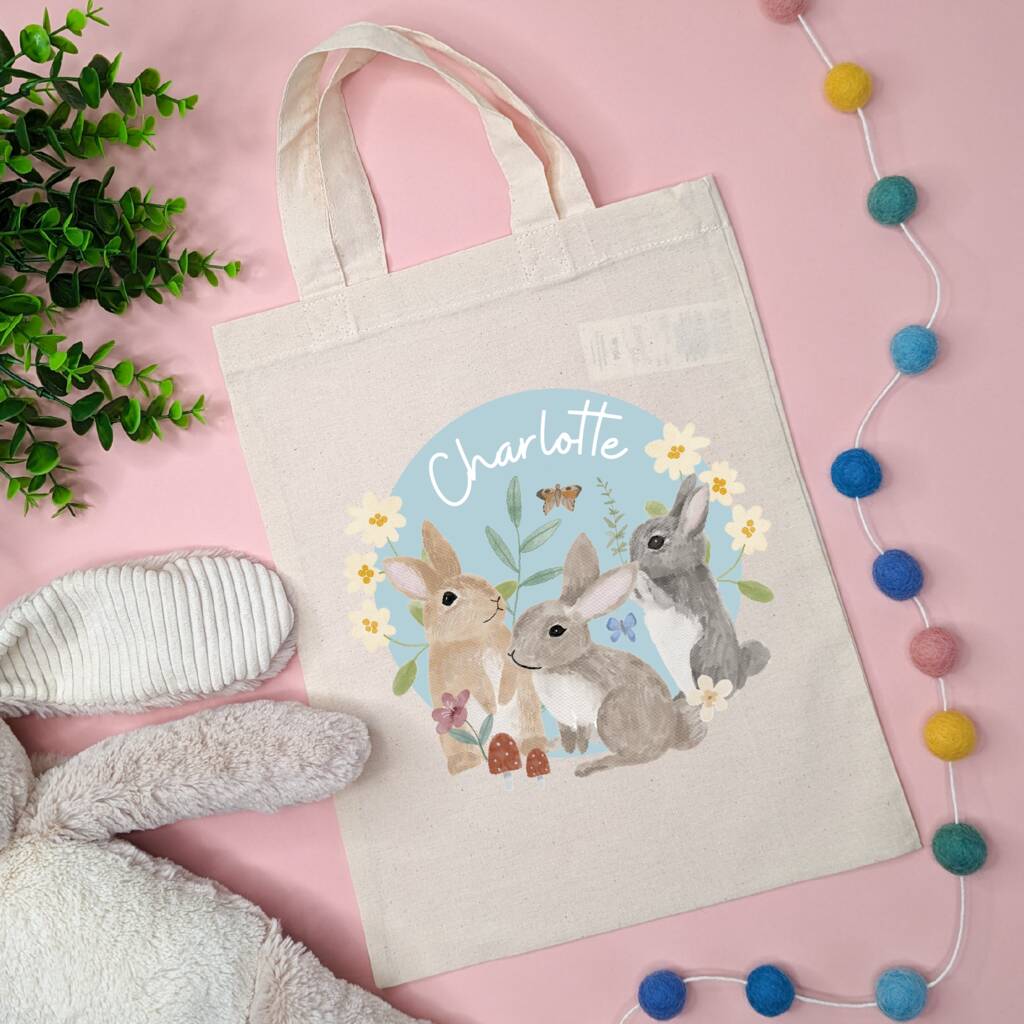 Personalised Easter Bunny Scene Egg Bag