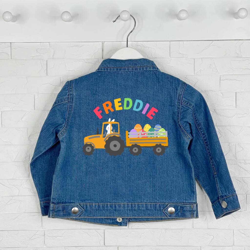 Personalised Easter Truck Kids Denim Jacket