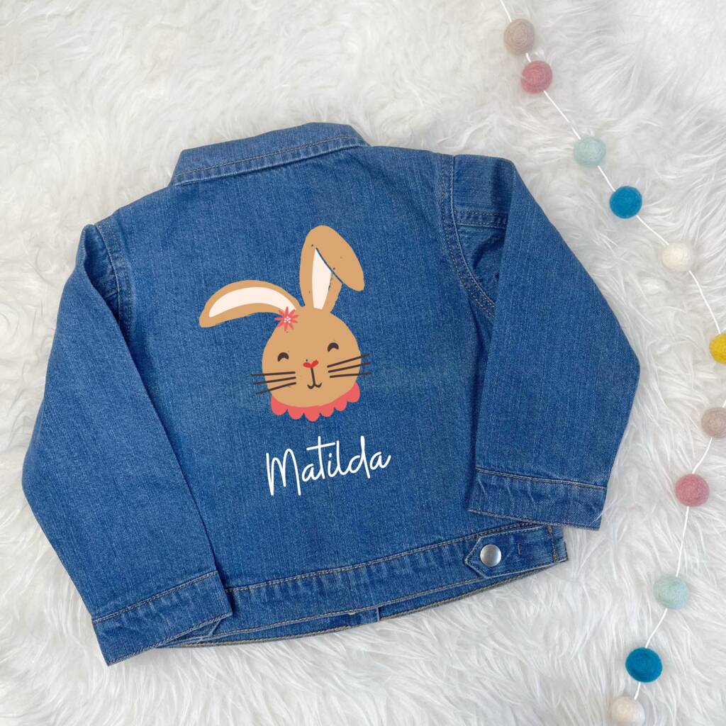 Personalised Girl Bunny Baby/Kids Denim Jacket