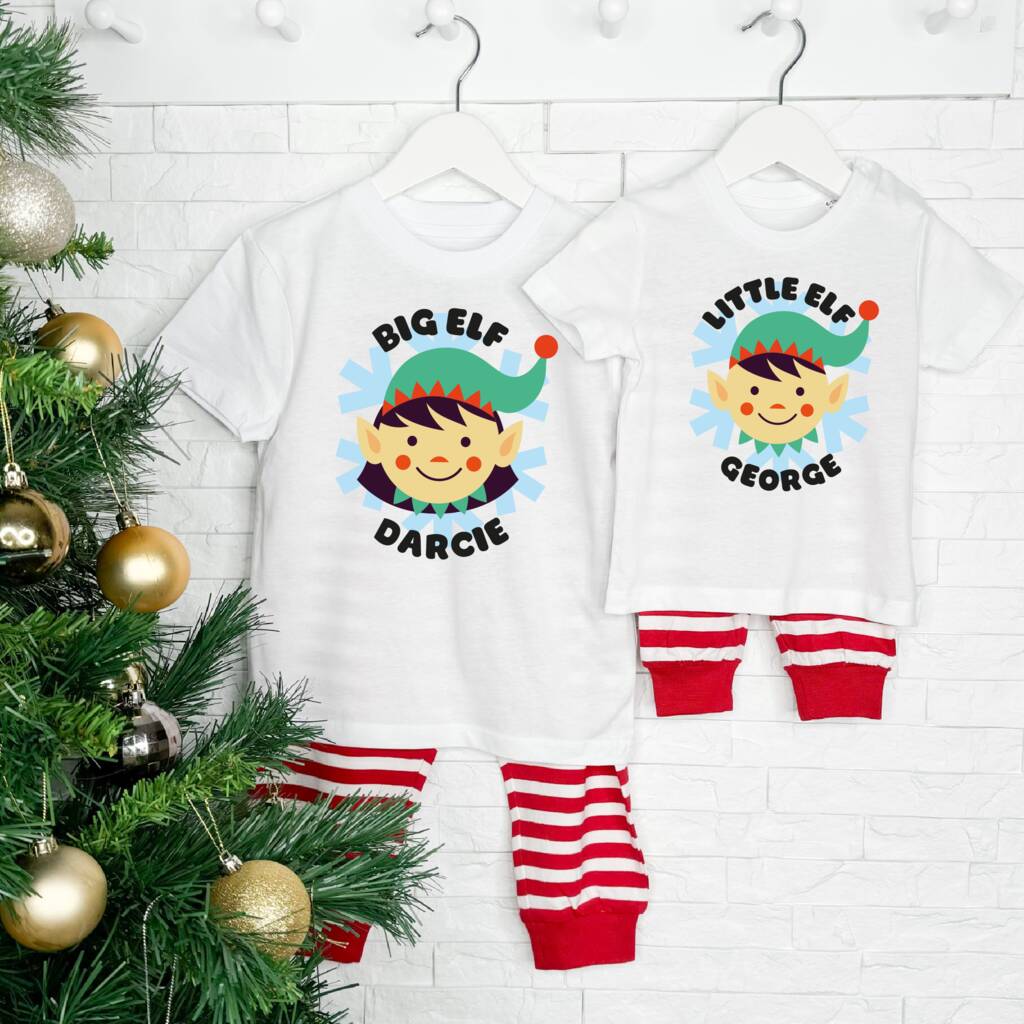 Big Elf Lil Elf Personalised Kid's Christmas Pyjamas