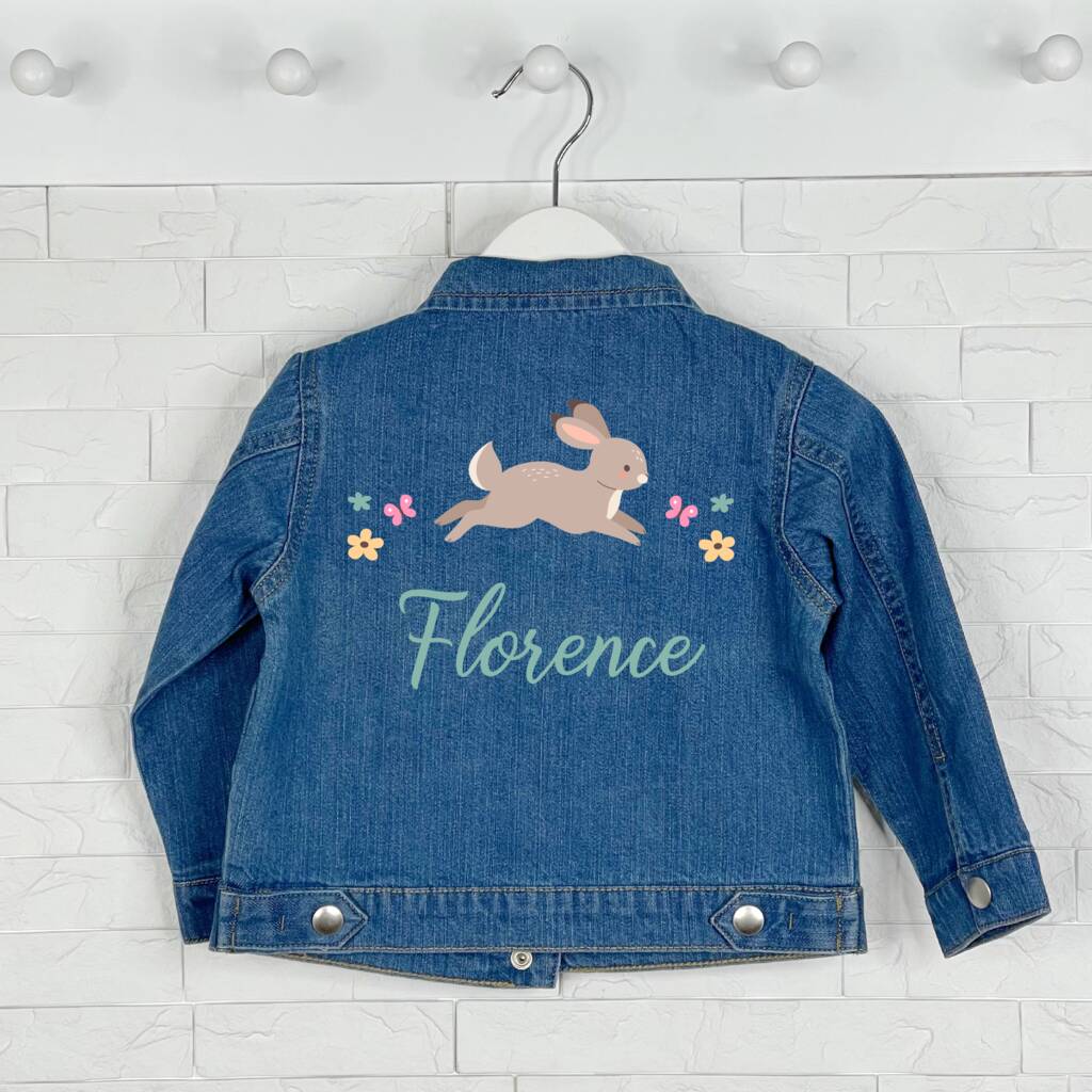 Personalised Leaping Bunny Kids Denim Jacket