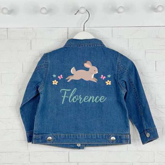 Personalised Leaping Bunny Kids Denim Jacket