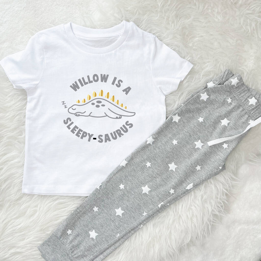 Sleepysaurus Dinosaur Personalised Kids Star Pyjamas