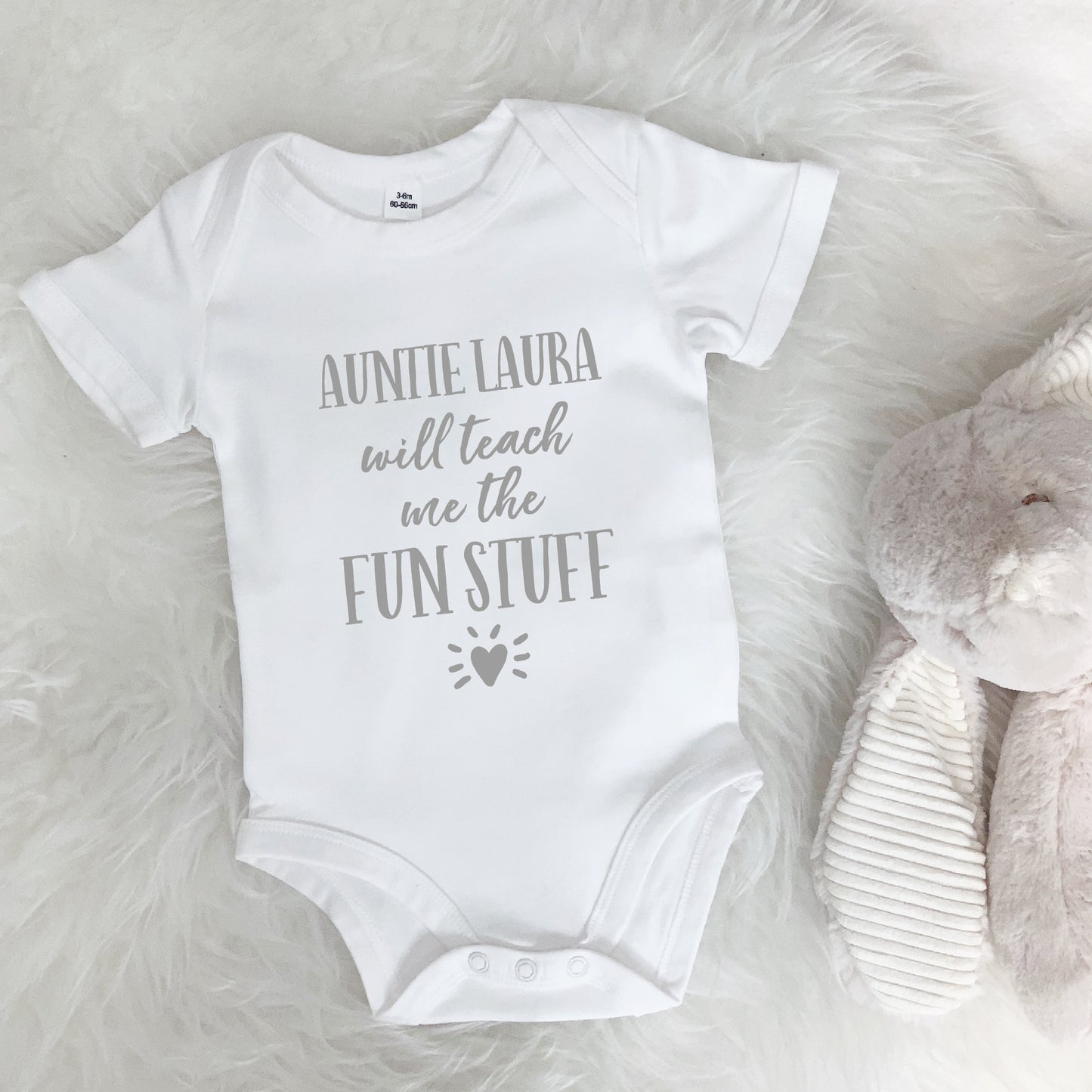 Auntie … Will Teach Me The Fun Stuff Babygrow - Lovetree Design