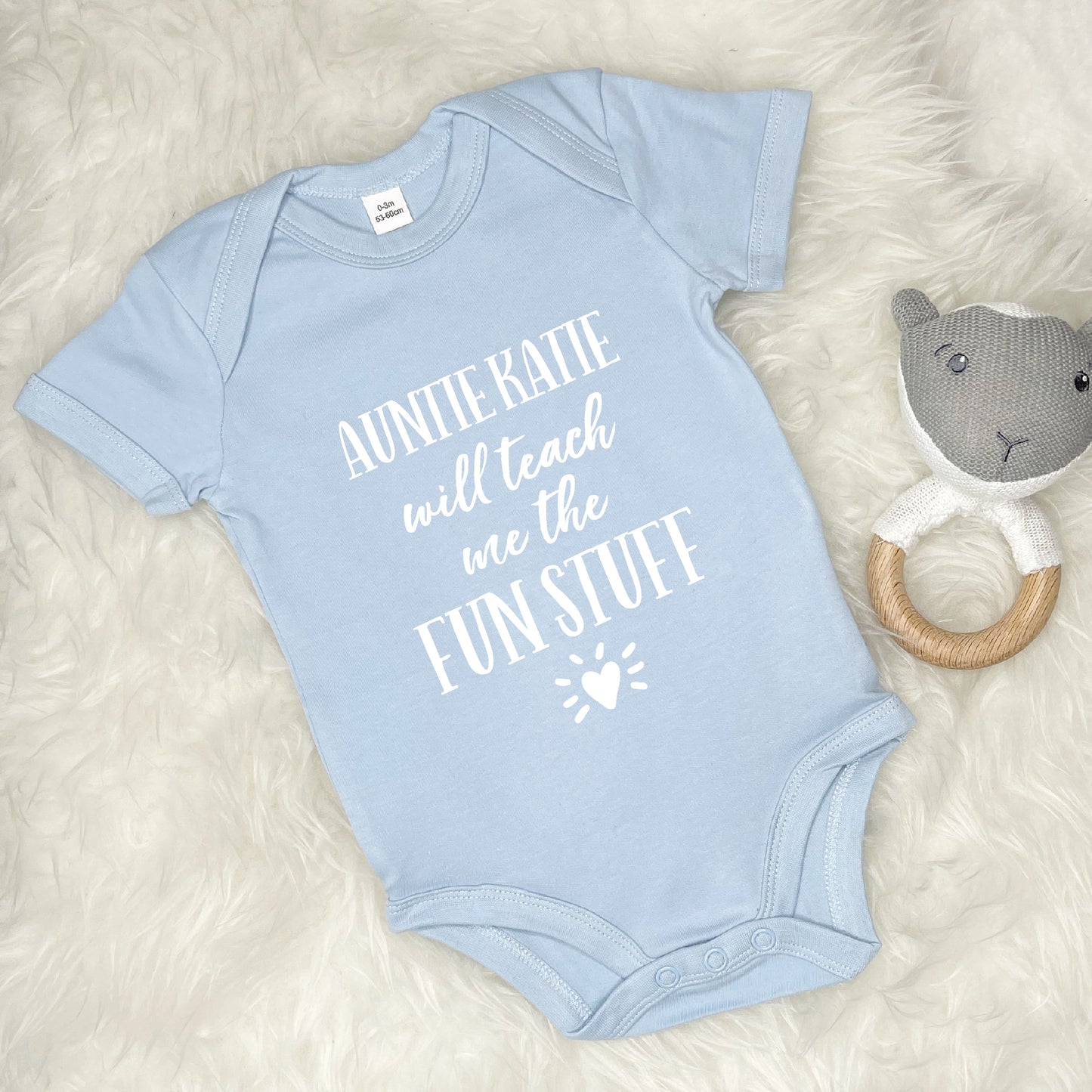 Auntie … Will Teach Me The Fun Stuff Babygrow - Lovetree Design