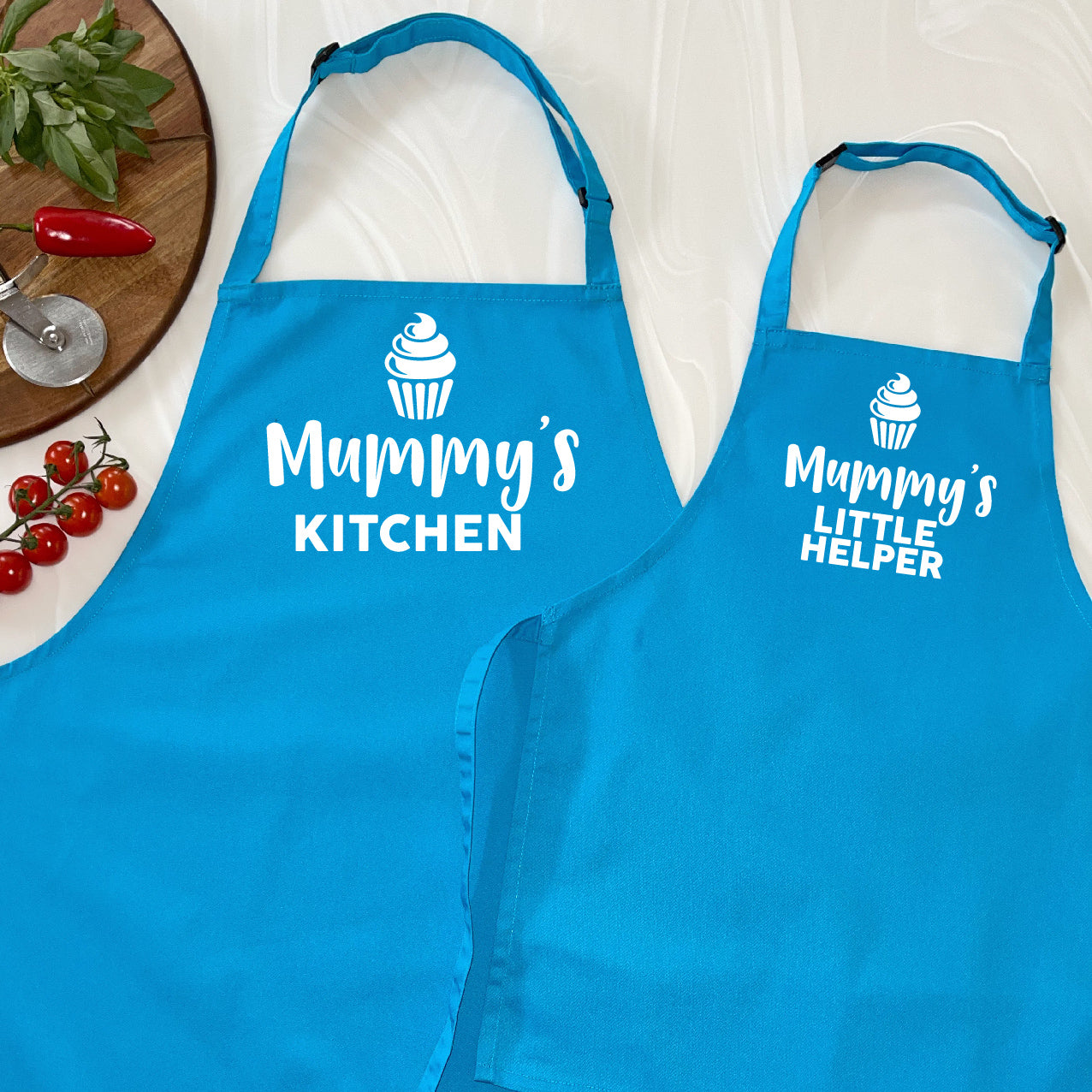 Mummy's Kitchen And Mummy's Little Helper Apron Set - Lovetree Design