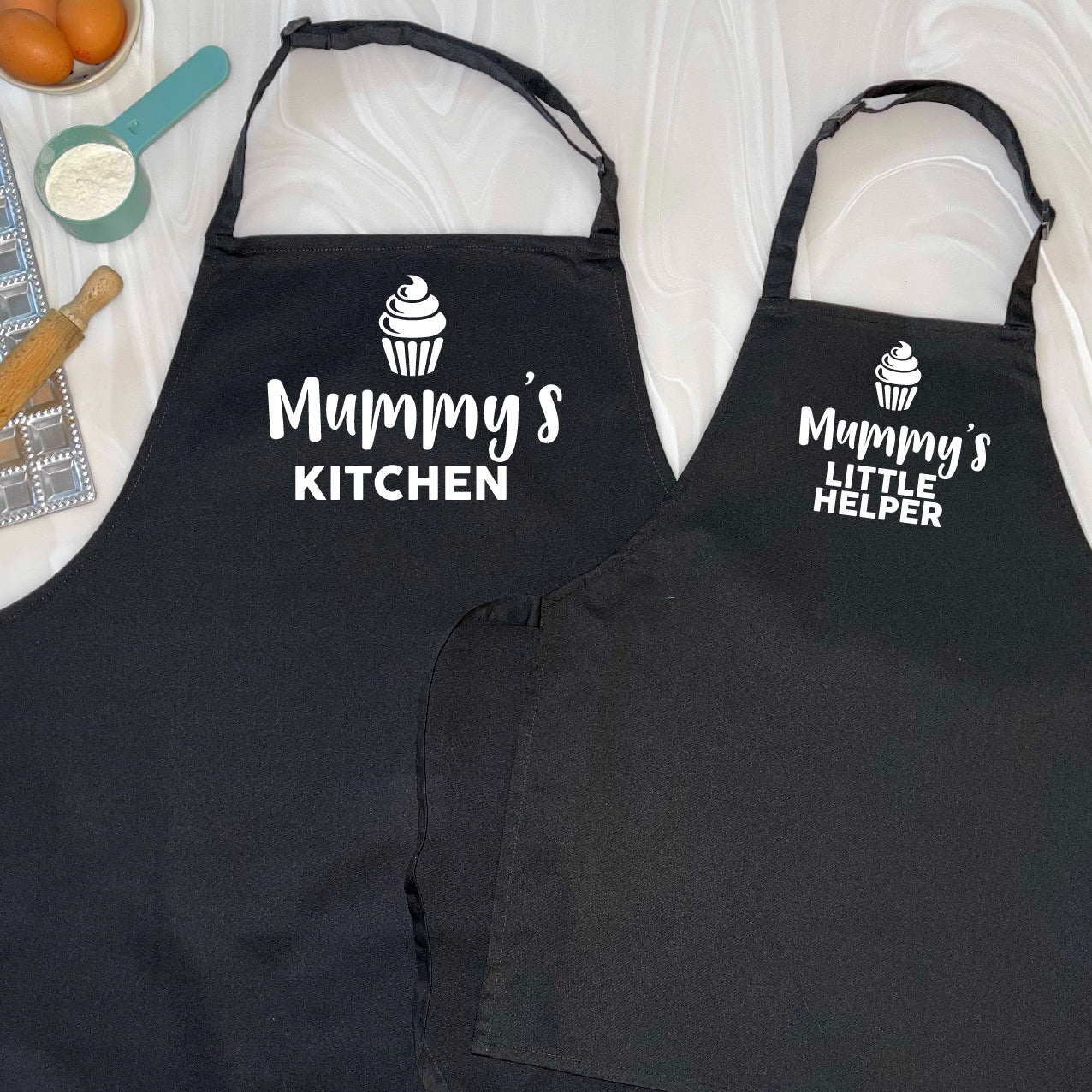 Mummy's Kitchen And Mummy's Little Helper Apron Set - Lovetree Design