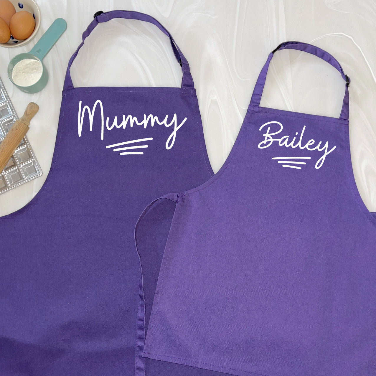 Personalised Mummy And Child Ballpoint Apron Set - Lovetree Design