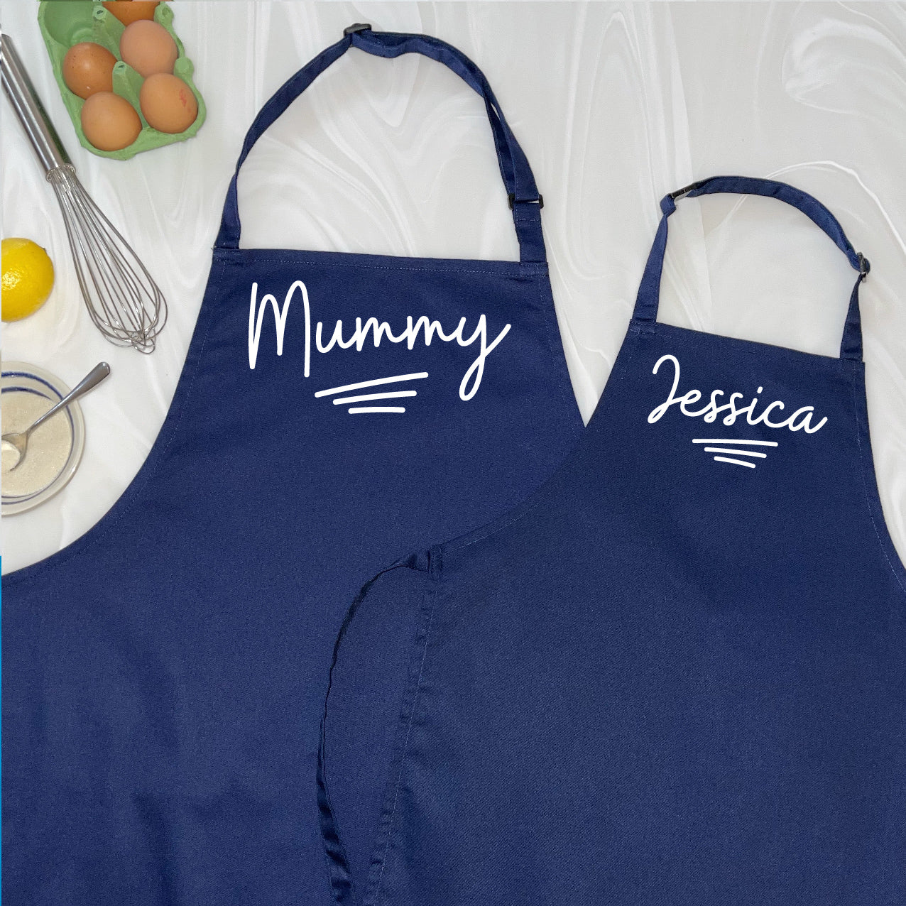 Personalised Mummy And Child Ballpoint Apron Set - Lovetree Design