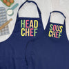 Head Chef Sous Chef Multicoloured Apron Set - Lovetree Design