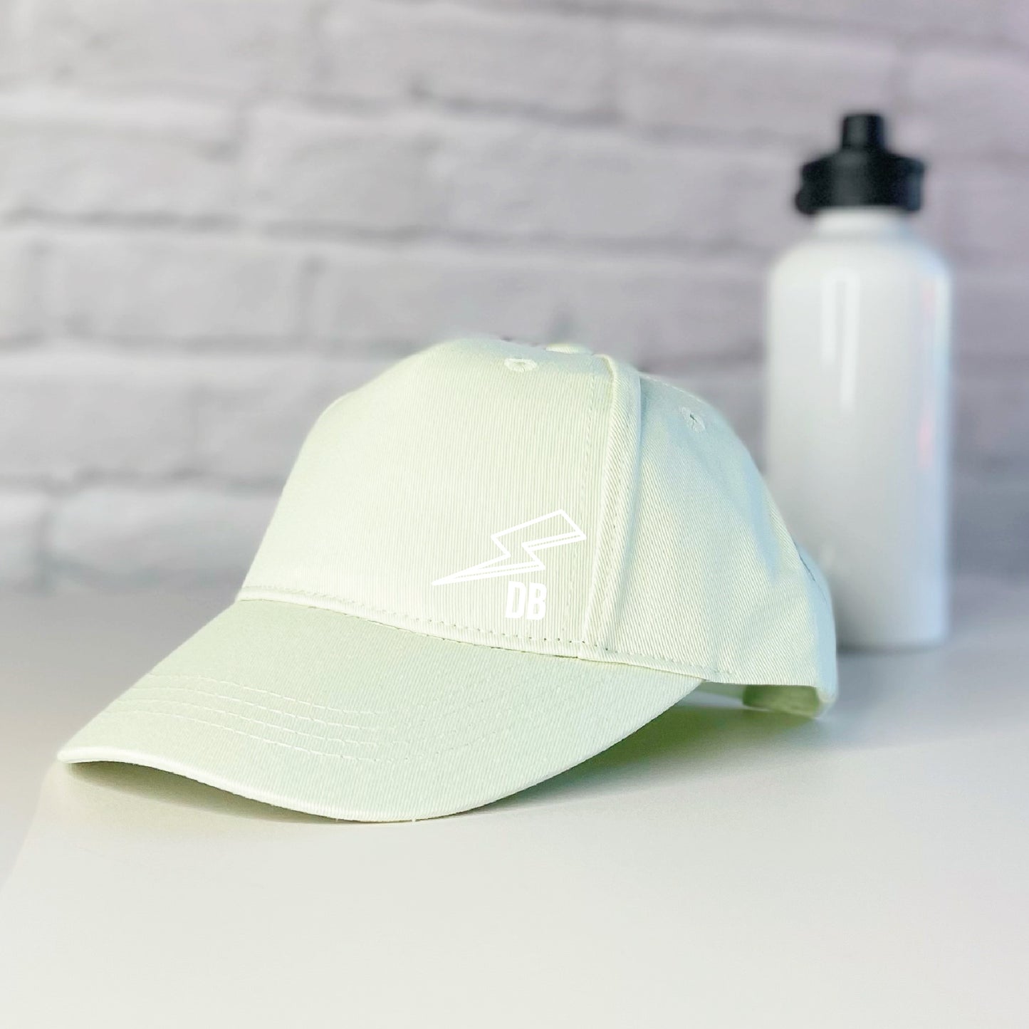 Kids Personalised Cap With Lightning Bolt mint