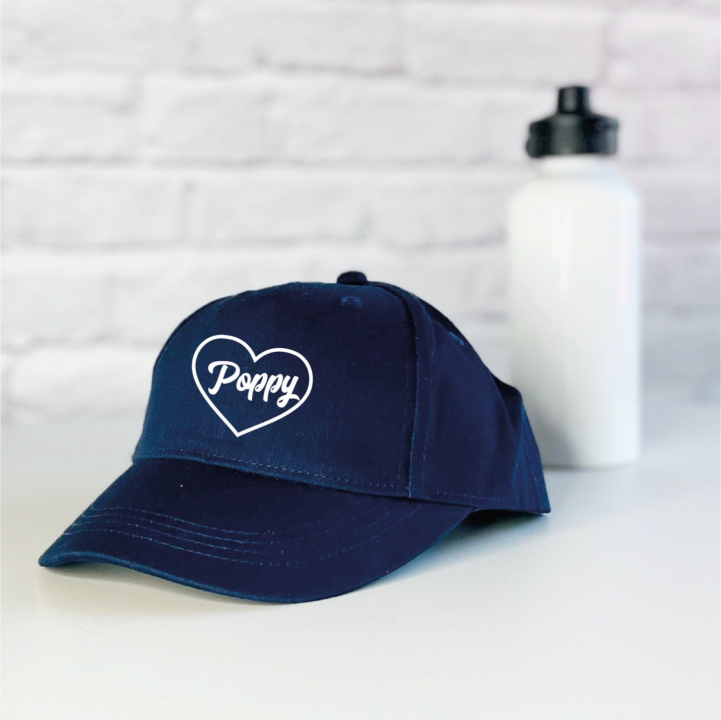 Girls Personalised kids Cap with heart navy