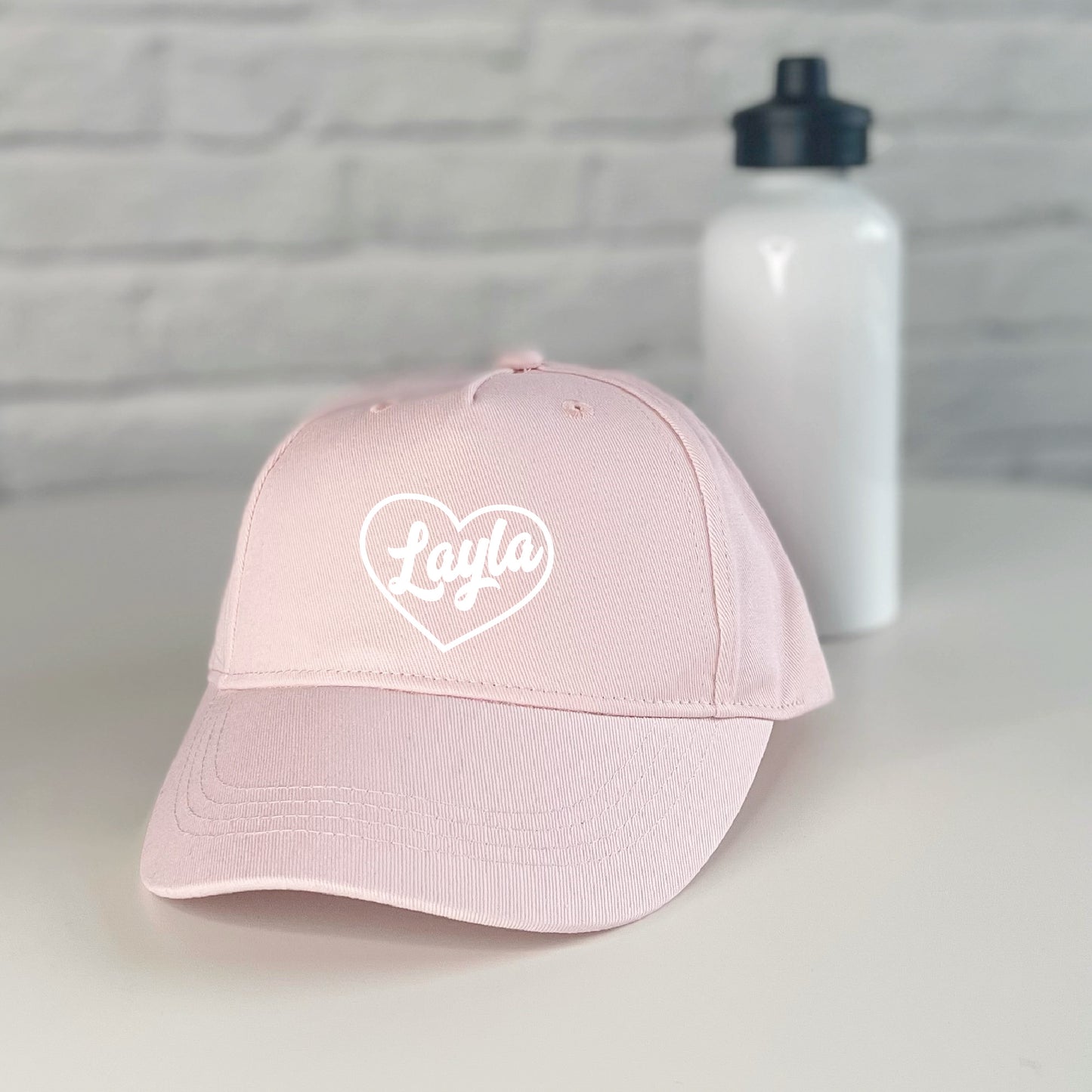 Girls Personalised kids Cap with heart pink