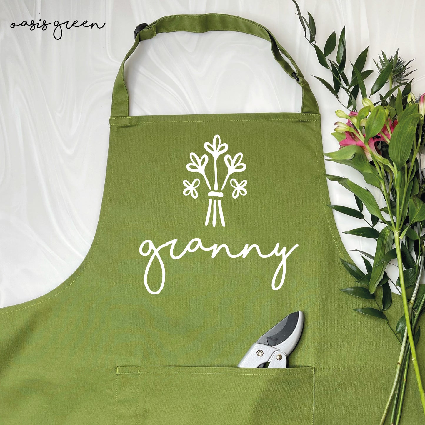 Personalised Apron For Grandma Flowers Bouquet - Lovetree Design