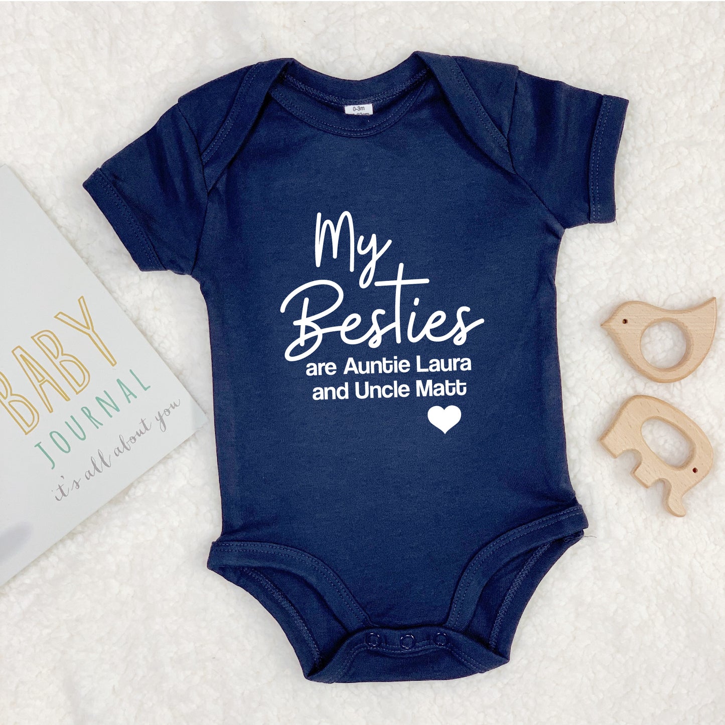 Besties Auntie And Uncle Personalised Babygrow - Lovetree Design