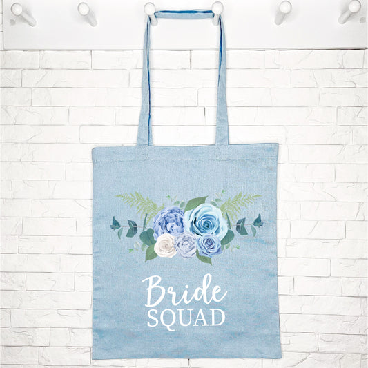 Bride Squad Blue Floral Hen Do Tote Bag - Lovetree Design