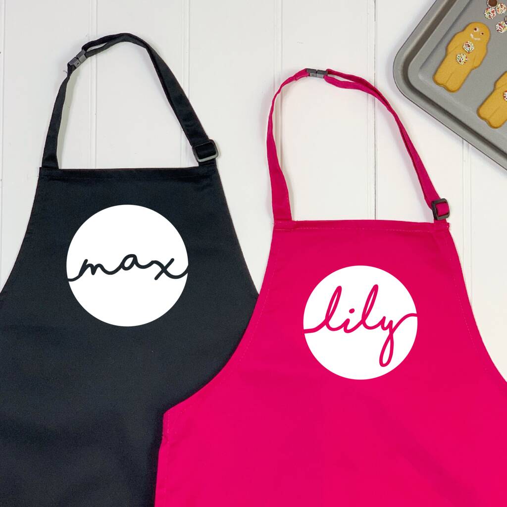 Personalised Kids Aprons With Names In Circles - Lovetree Design