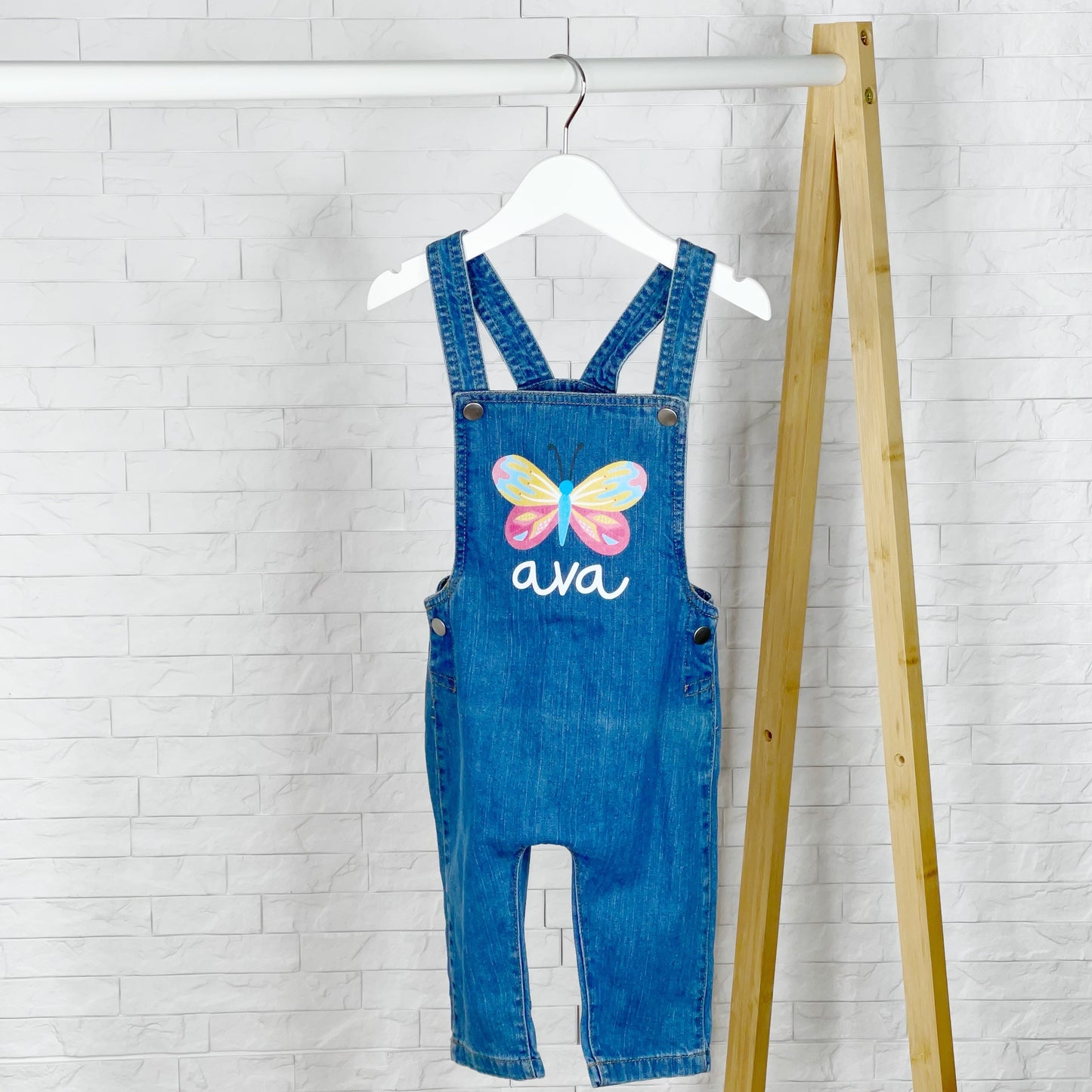 Butterfly Personalised Baby/Kids Denim Dungarees - Lovetree Design