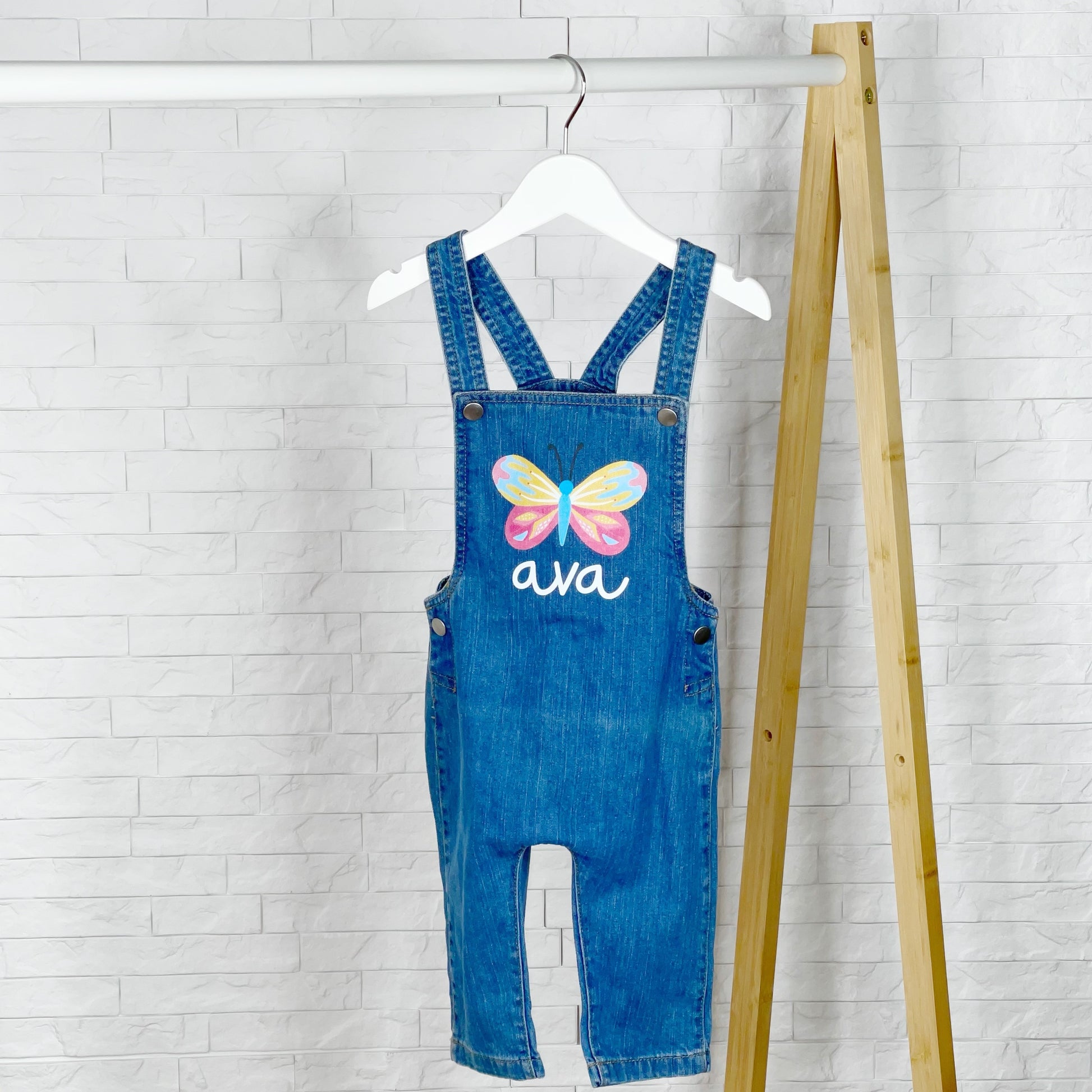 Butterfly Personalised Baby/Kids Denim Dungarees - Lovetree Design