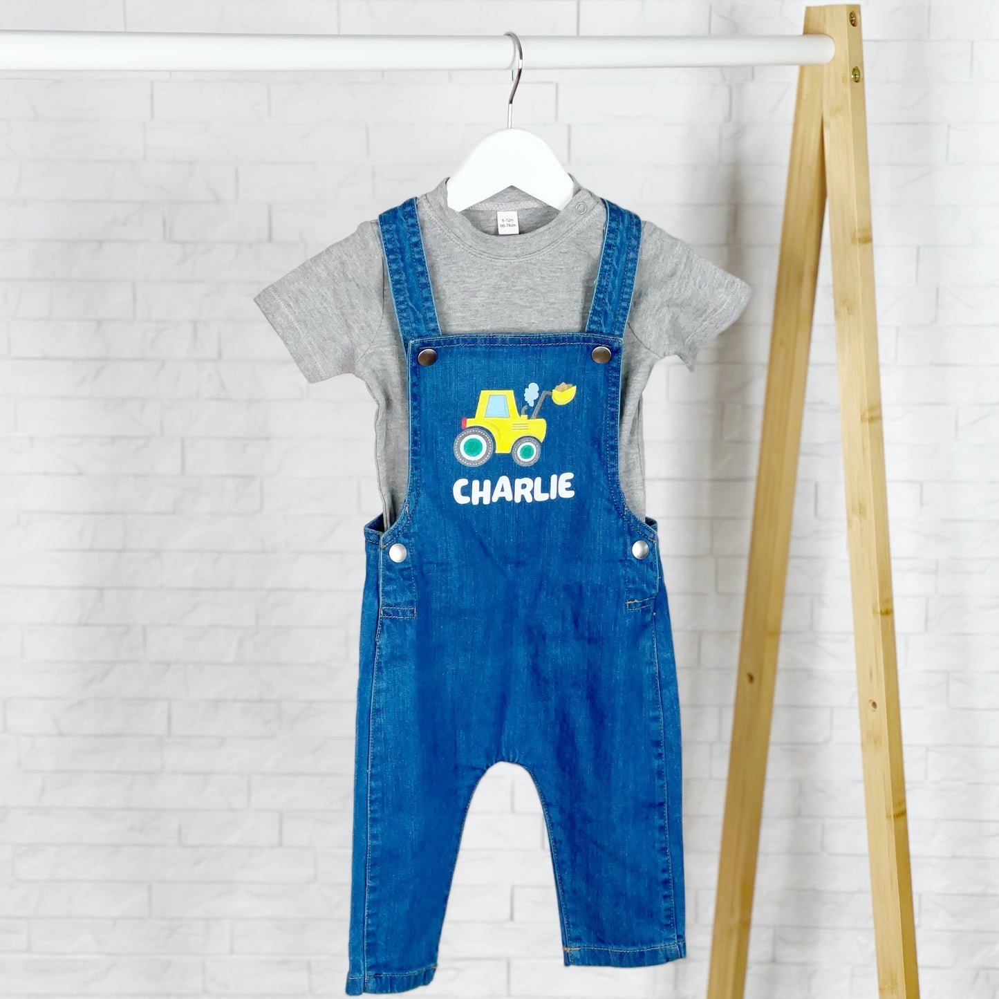 Digger Personalised Baby/Kids Denim Dungarees - Lovetree Design