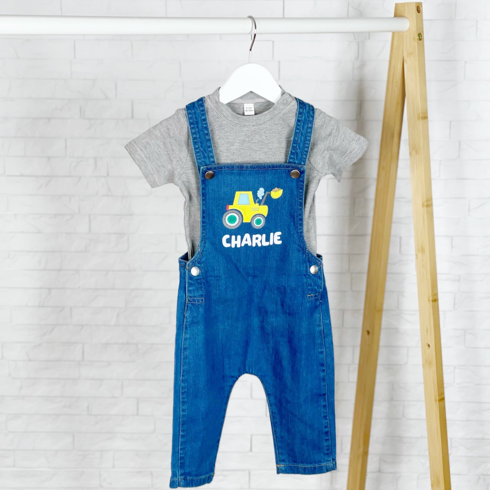 Digger Personalised Baby/Kids Denim Dungarees - Lovetree Design