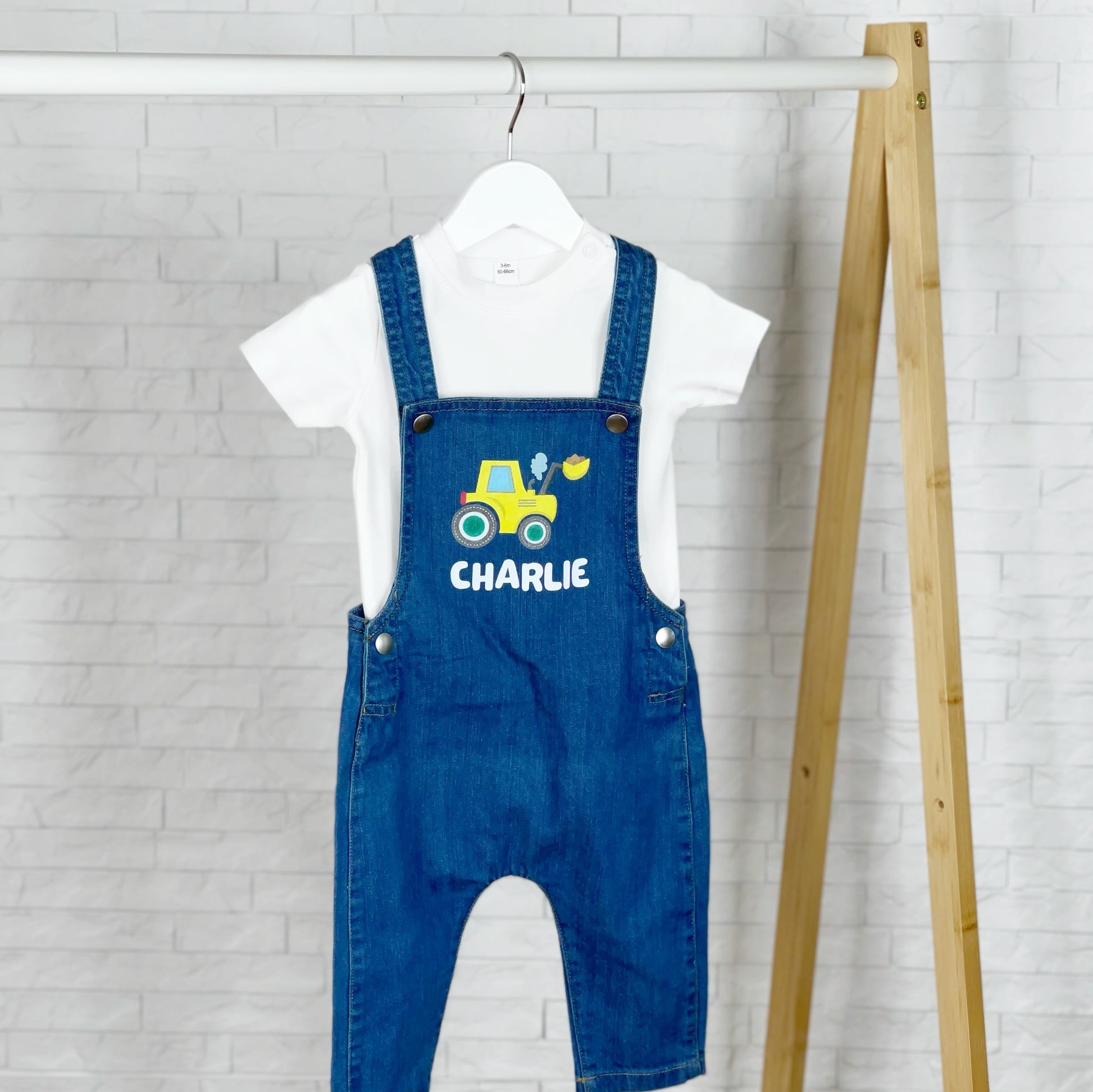 Digger Personalised Baby/Kids Denim Dungarees - Lovetree Design