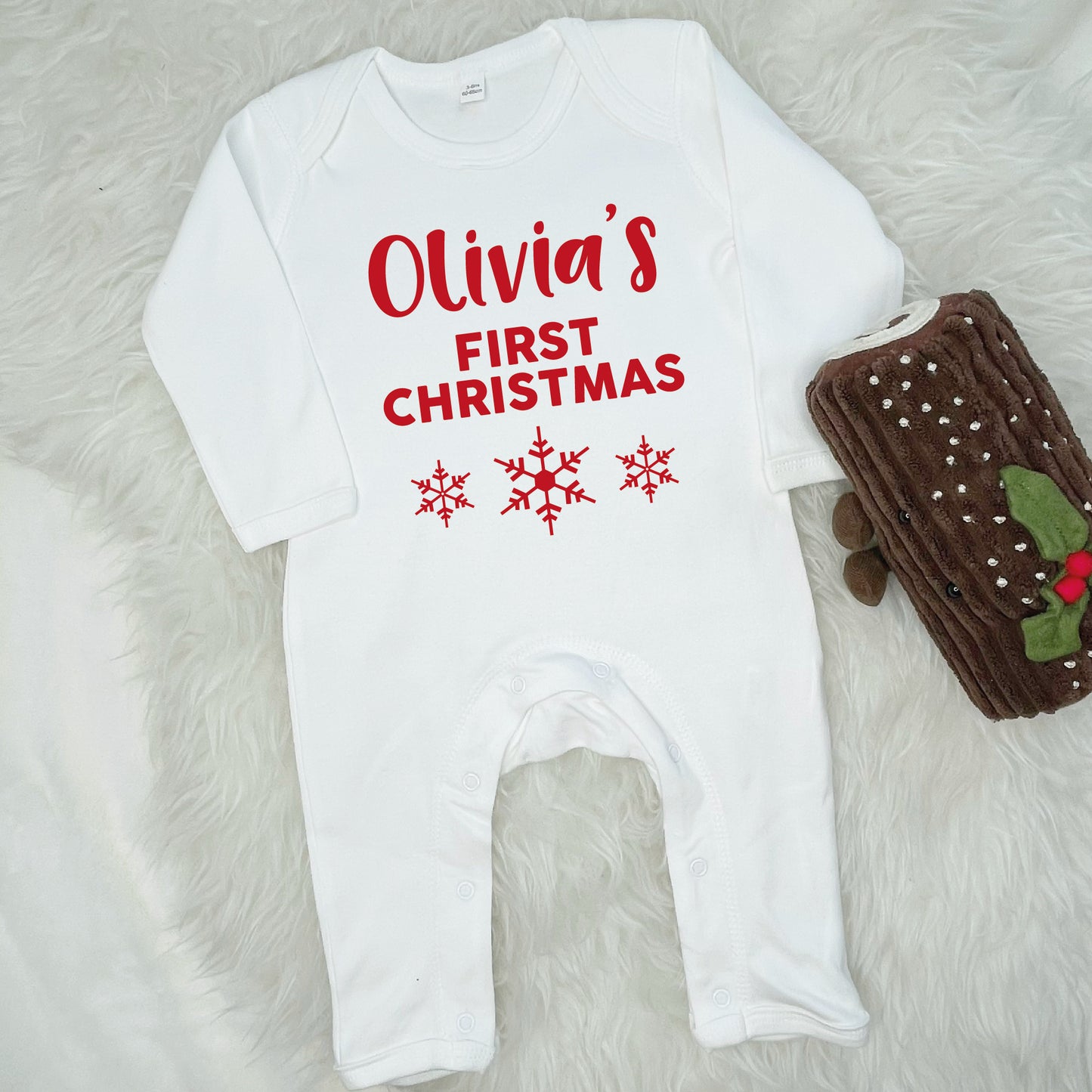 Personalised First Christmas Rompersuit With Snowflakes - Lovetree Design