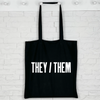 pronouns tote bag in black colour they them