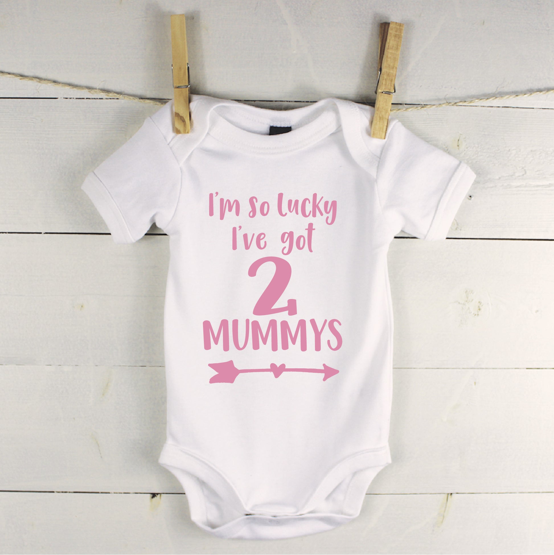 I'm So Lucky, I Have Two Mummys Babygrow - Lovetree Design