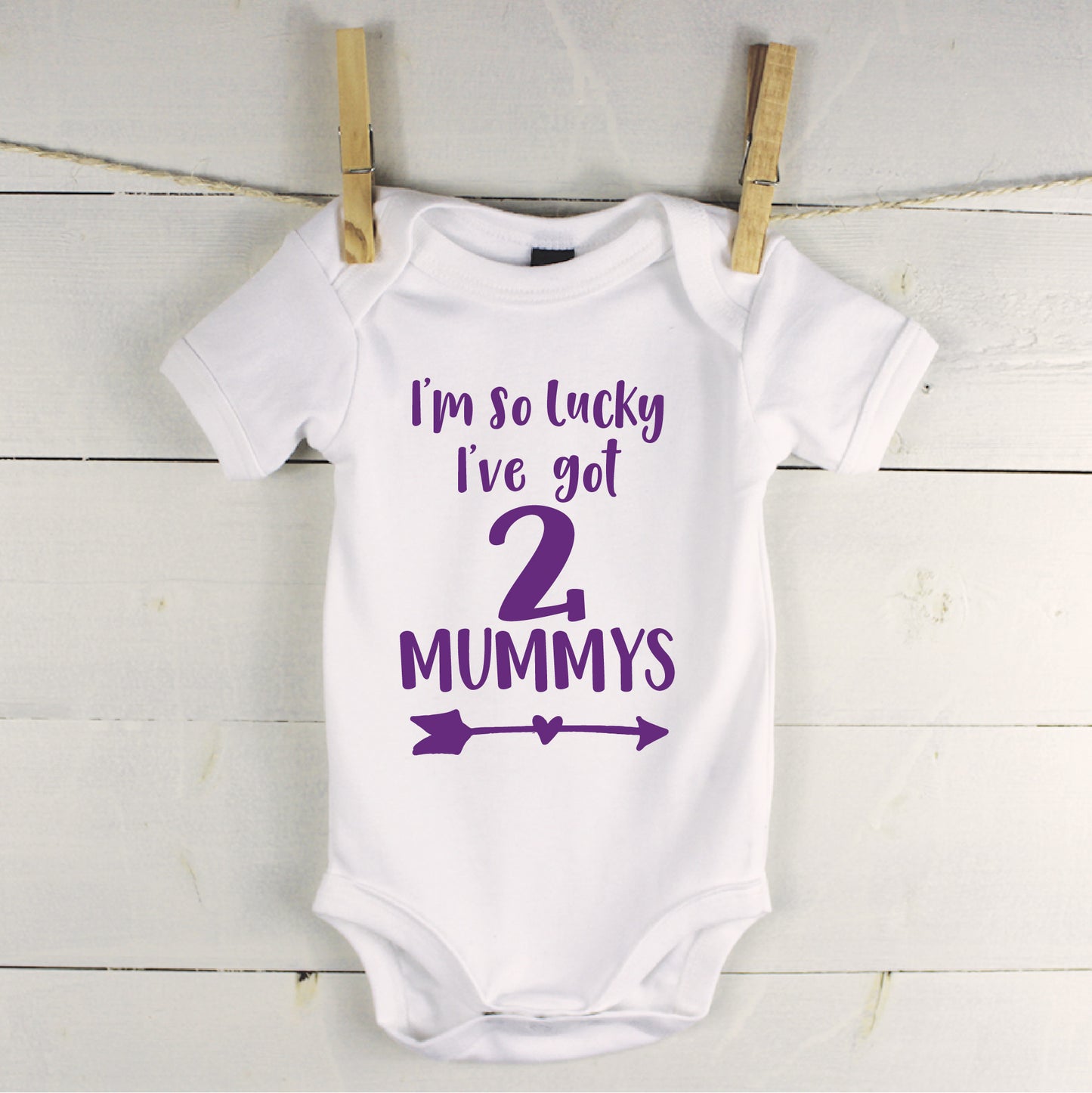 I'm So Lucky, I Have Two Mummys Babygrow - Lovetree Design