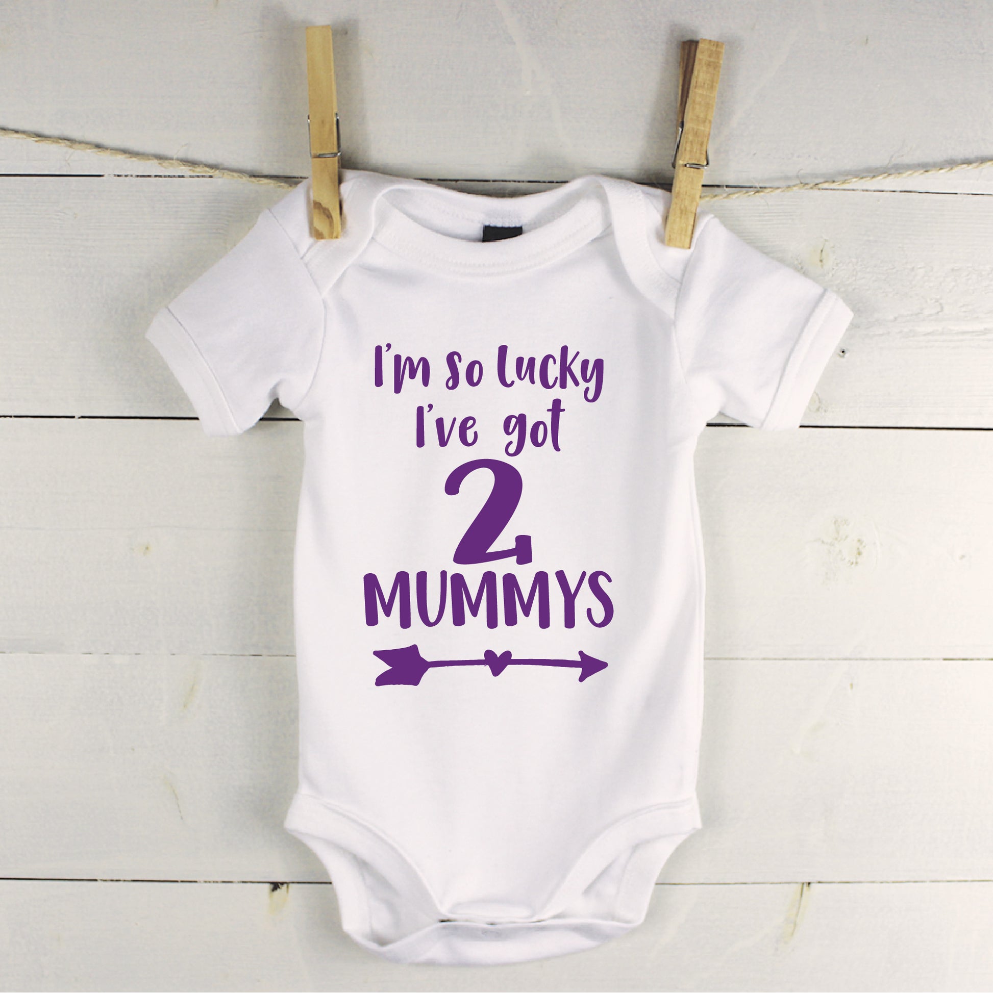 I'm So Lucky, I Have Two Mummys Babygrow - Lovetree Design