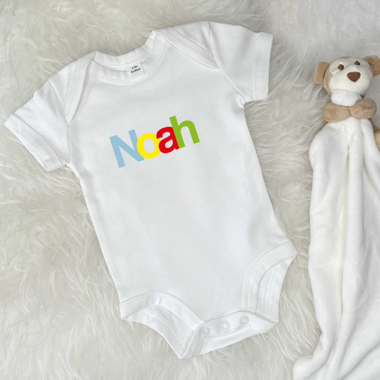 Personalised Multicoloured Babygrow - Lovetree Design