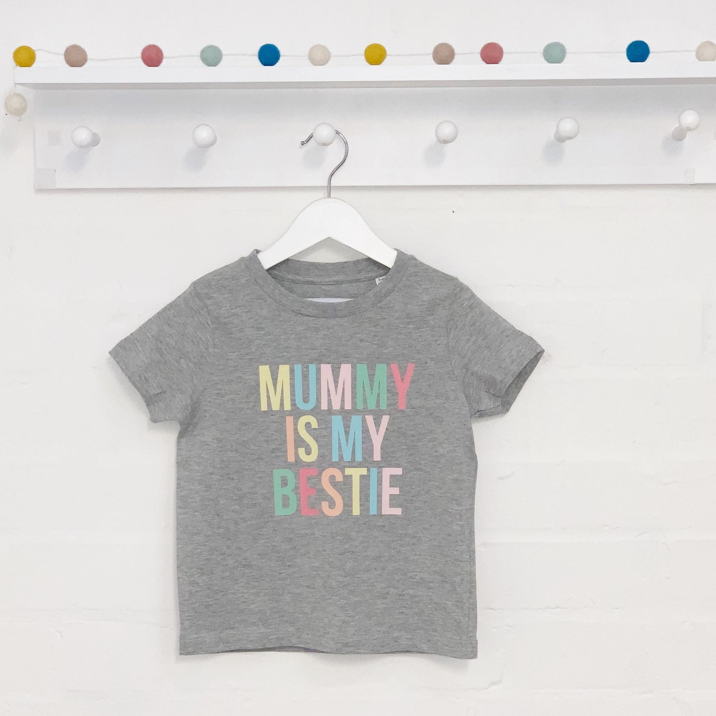 Multicoloured Pastels Mummy Is My Bestie Kids T Shirt - Lovetree Design