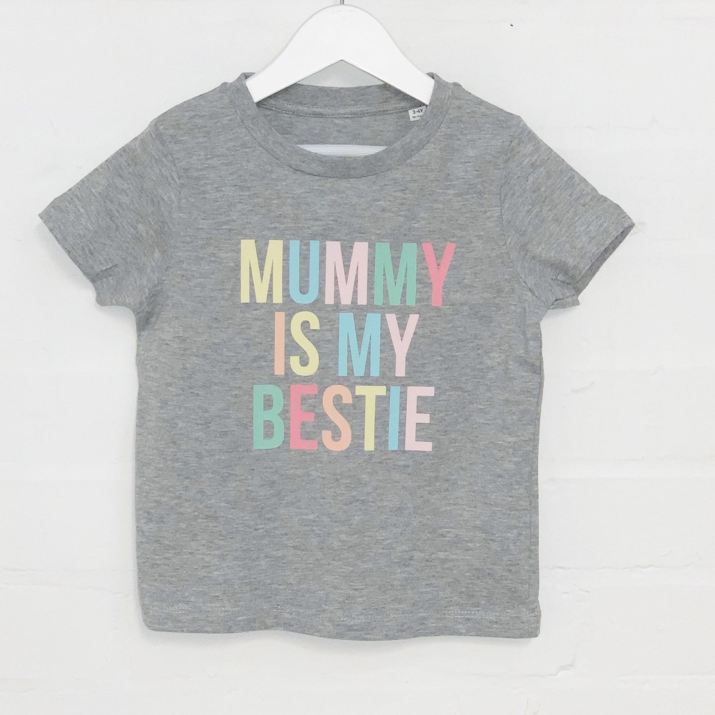 Multicoloured Pastels Mummy Is My Bestie Kids T Shirt - Lovetree Design