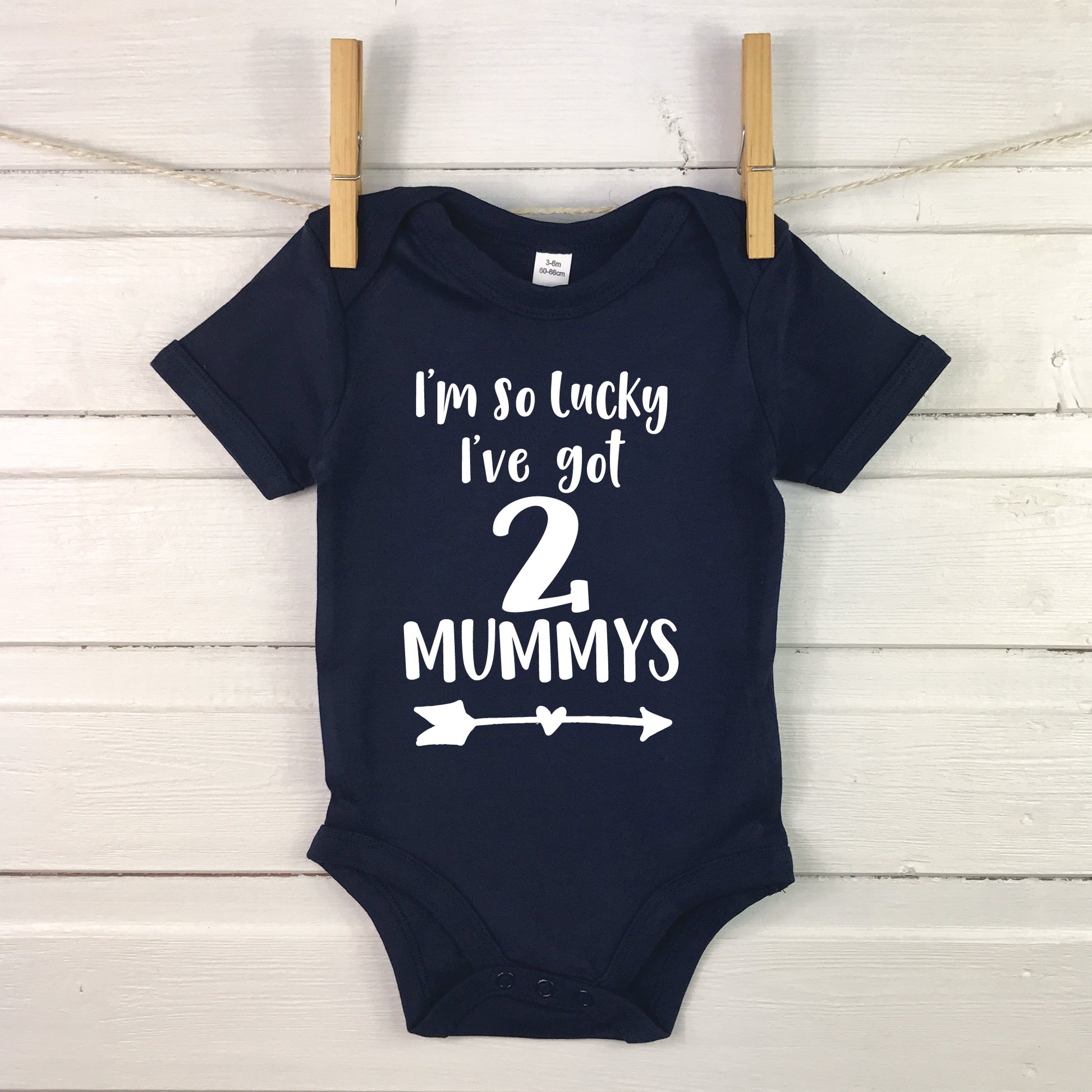 I'm So Lucky, I Have Two Mummys Babygrow - Lovetree Design