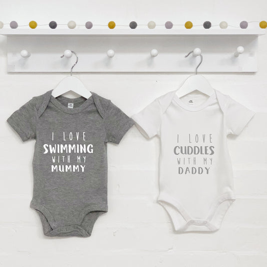 I Love …With My Mummy And Daddy Personalised Babygrows - Lovetree Design