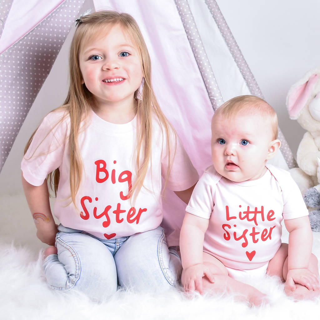 Big Sister Little Sister Matching Tops In Pink And Red Lovetree Design