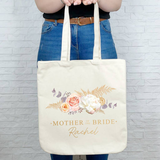 Bridal Party Pampas Personalised Wedding Tote Bag - Lovetree Design