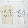 Bride To Be And Hen Eucalyptus Wreath T Shirt Set - Lovetree Design